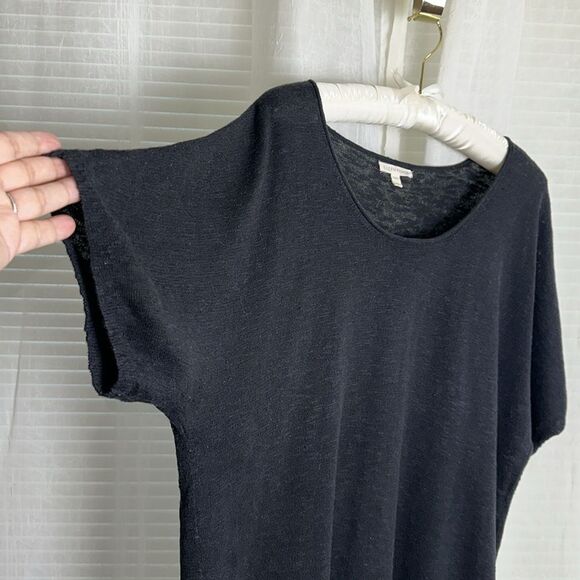 EILEEN FISHER M BLACK SHORT SLEEVE KNIT CREWNECK TOP - Picture 5 of 10